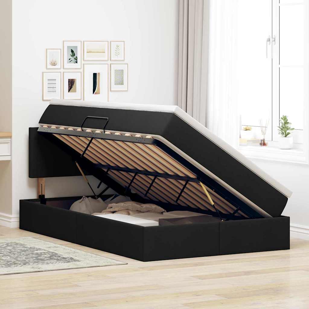 Krevet s prostorom za pohranu s LED-om Crna 120 x 200 cm