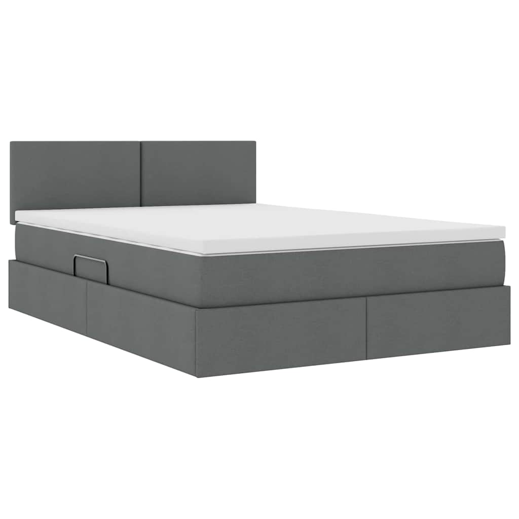 Krevet s prostorom za pohranu s LED-om Tamno siva 140 x 190 cm
