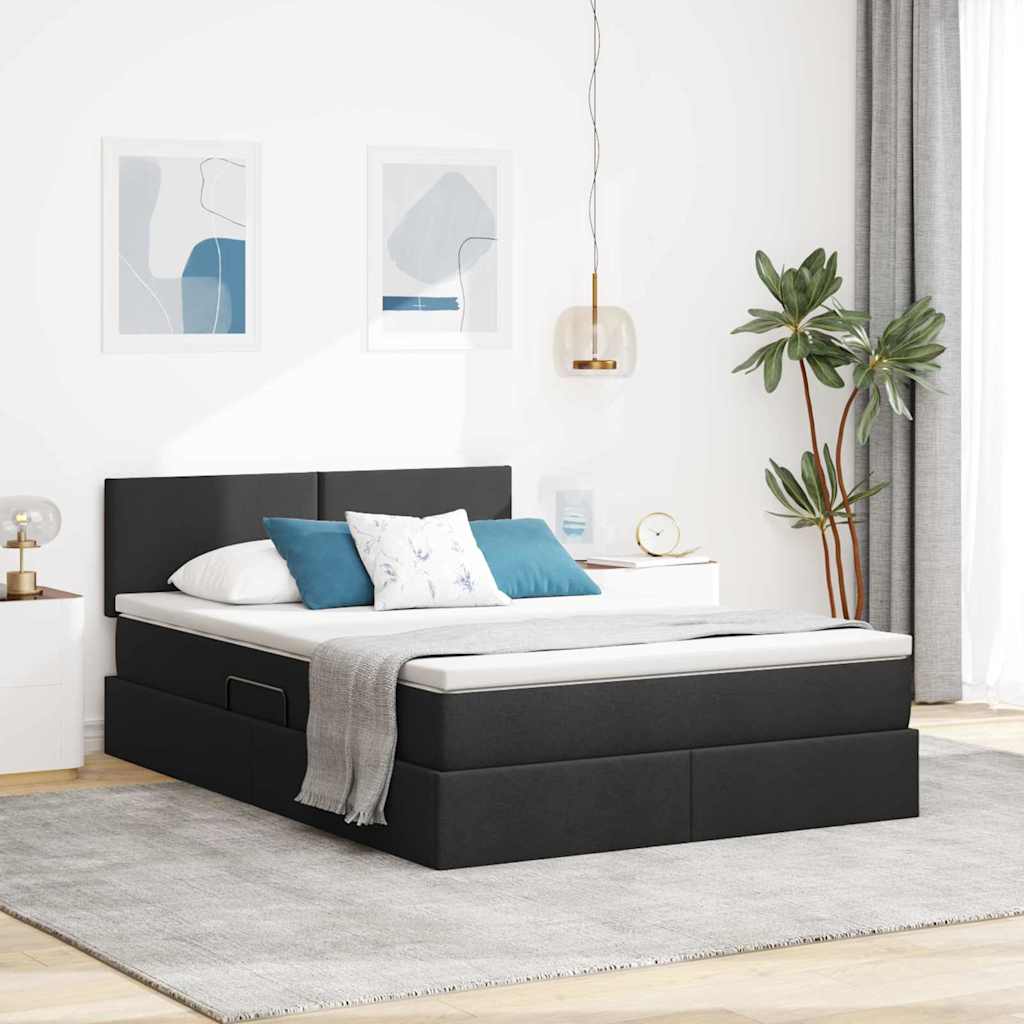 Krevet s prostorom za pohranu s LED-om Crna 140 x 190 cm