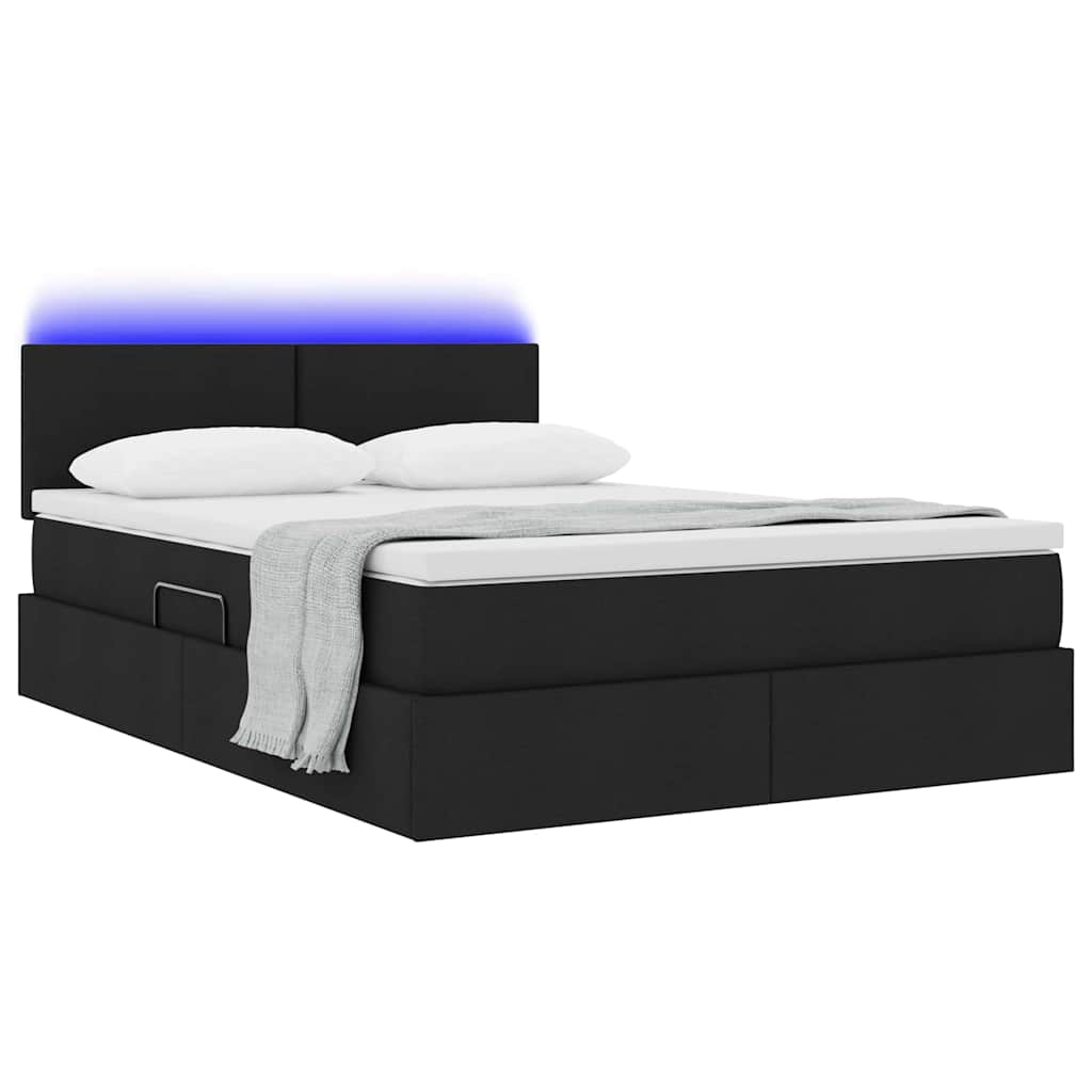 Krevet s prostorom za pohranu s LED-om Crna 140 x 190 cm