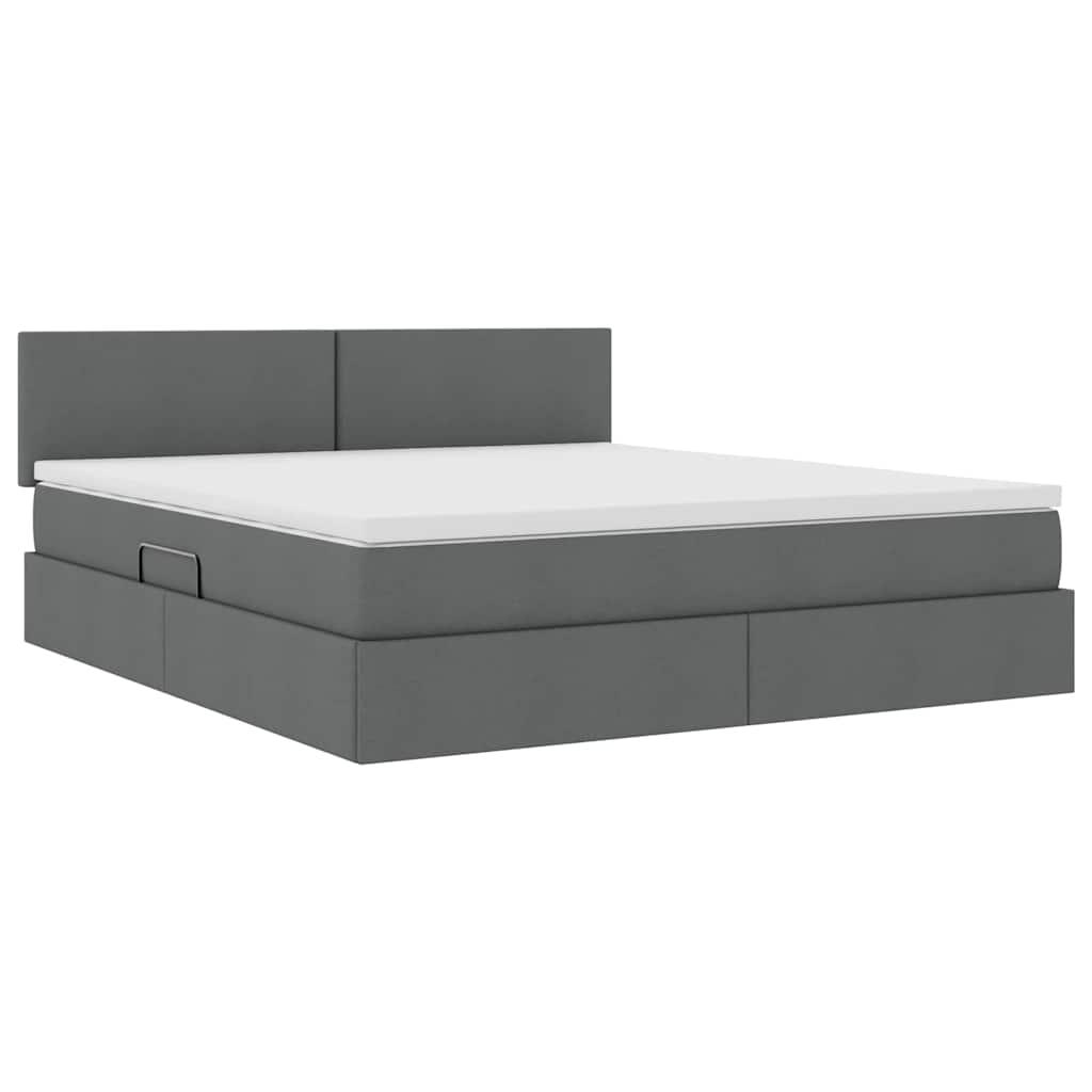 Krevet s prostorom za pohranu s LED-om Tamno siva 180 x 200 cm