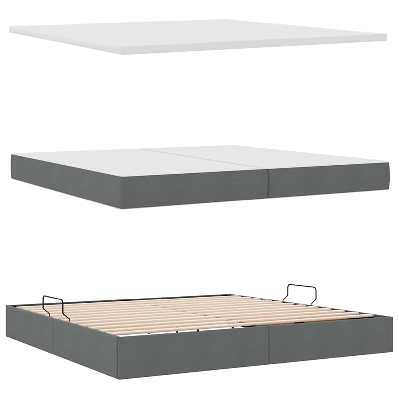Krevet s prostorom za pohranu s LED-om Tamno siva 200 x 200 cm