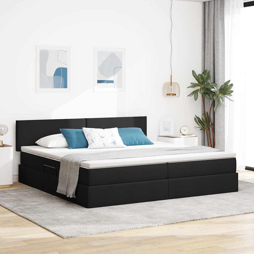 Krevet s prostorom za pohranu s LED-om Crna 200 x 200 cm