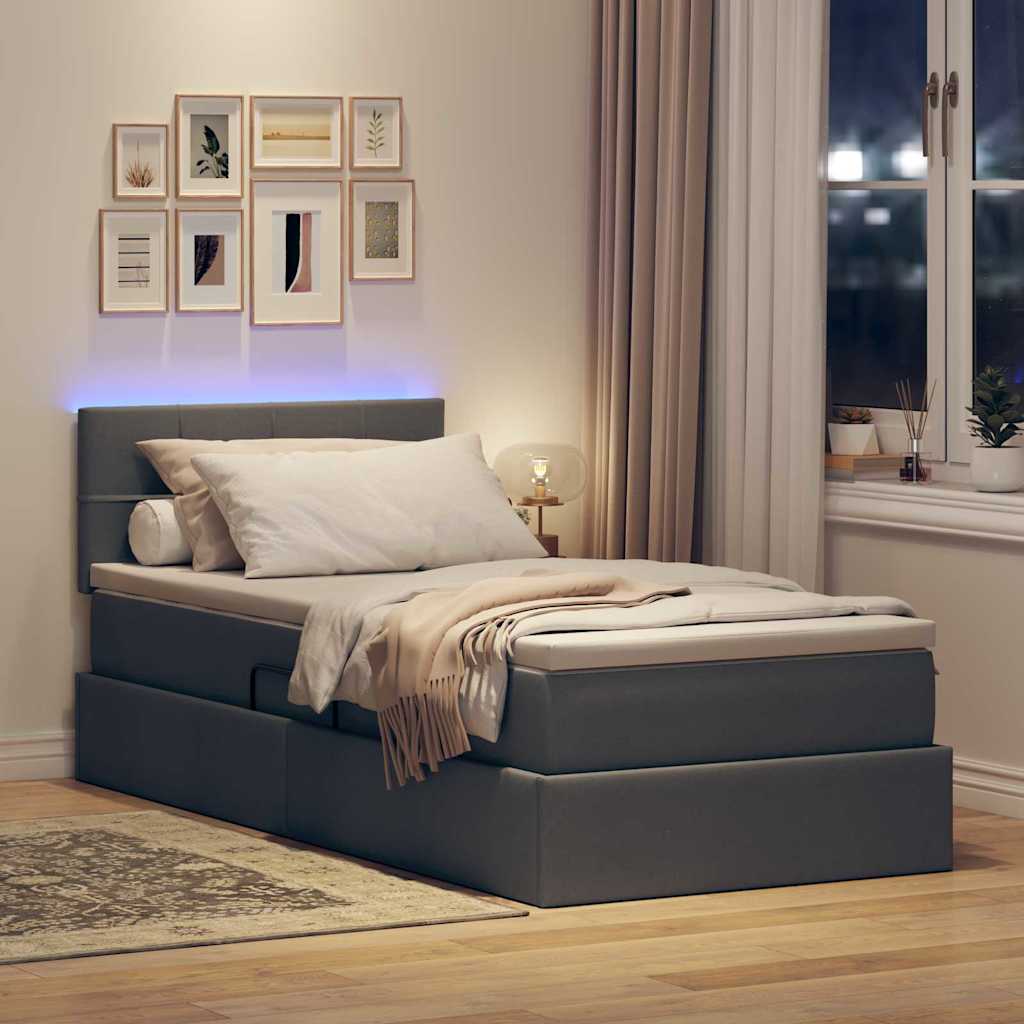 Krevet s prostorom za pohranu s LED-om Tamno siva 90 x 200 cm