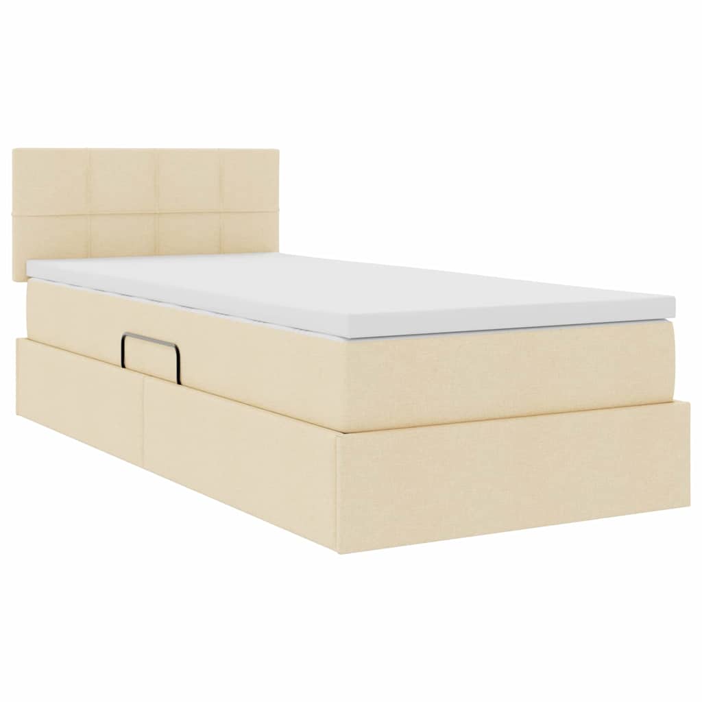 Krevet s prostorom za pohranu s LED-om Krema 90 x 200 cm