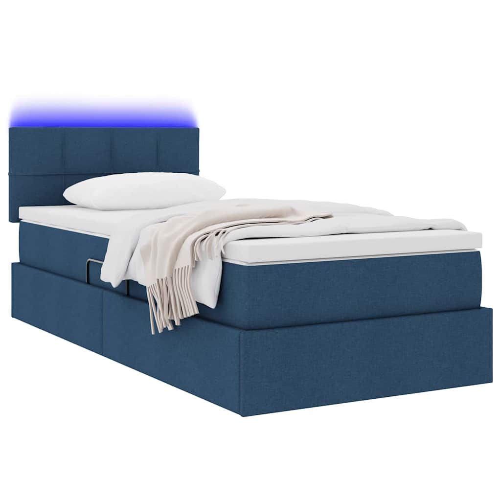 Krevet s prostorom za pohranu s LED-om Plava 90 x 200 cm