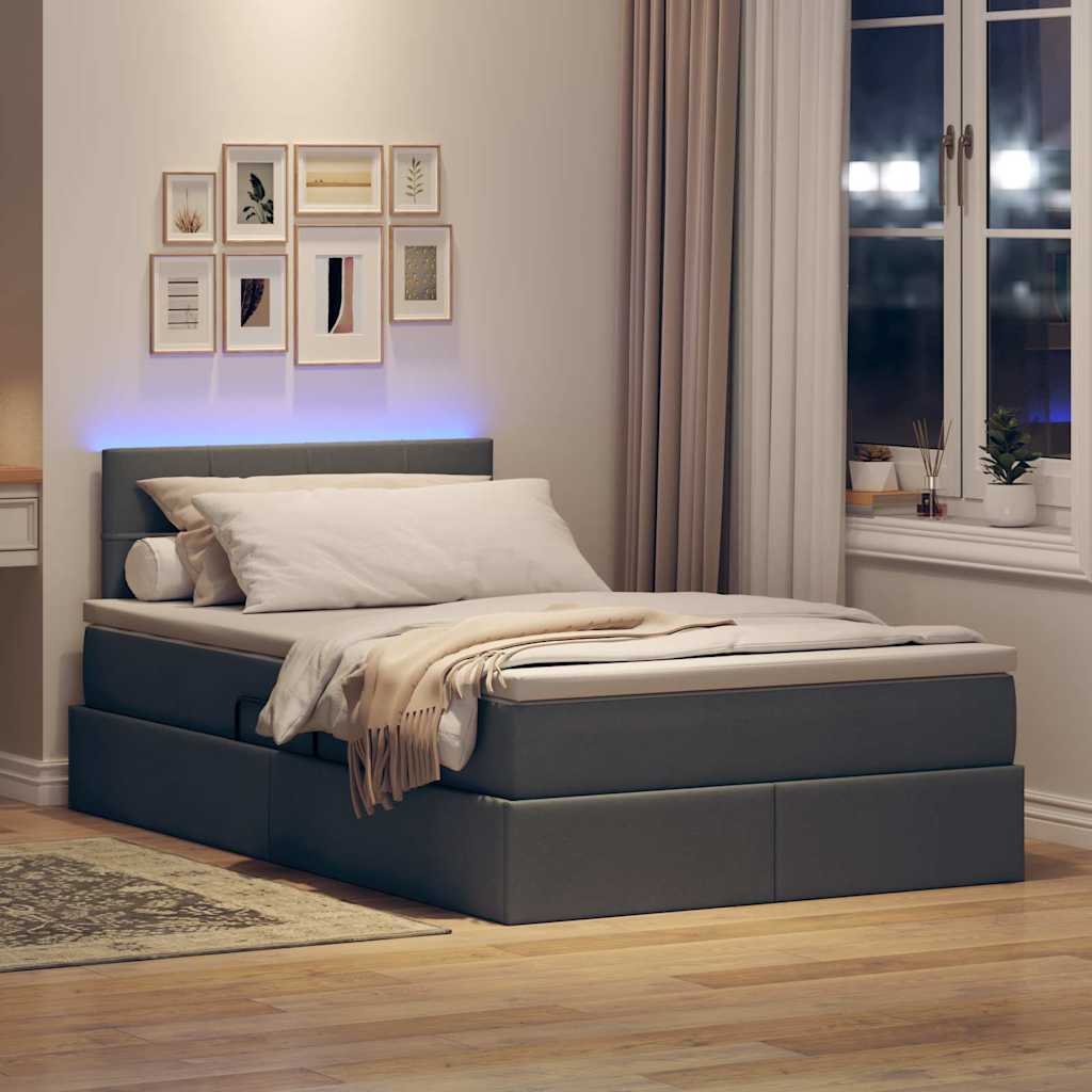 Krevet s prostorom za pohranu s LED-om Tamno siva 120 x 190 cm