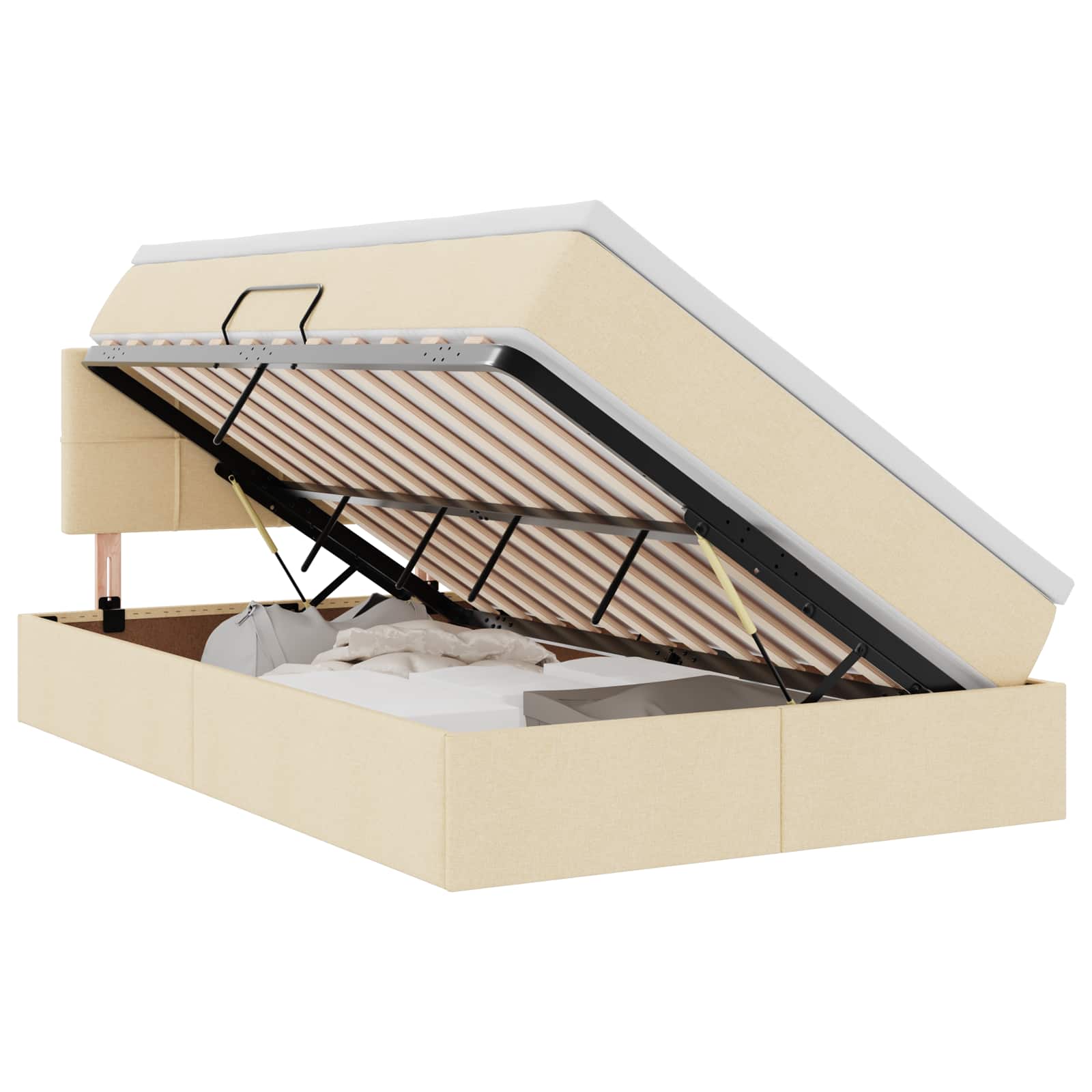 Krevet s prostorom za pohranu s LED-om Krema 120 x 190 cm