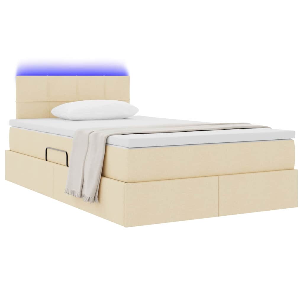Krevet s prostorom za pohranu s LED-om Krema 120 x 190 cm