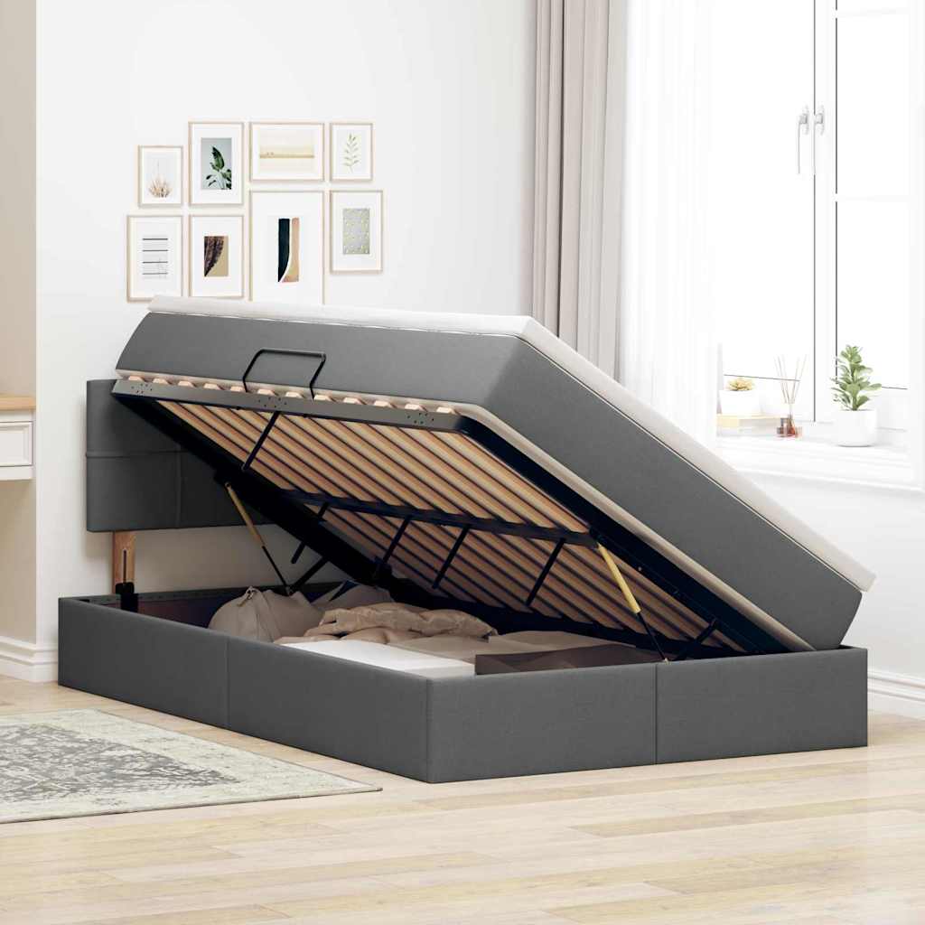 Krevet s prostorom za pohranu s LED-om Tamno siva 120 x 200 cm