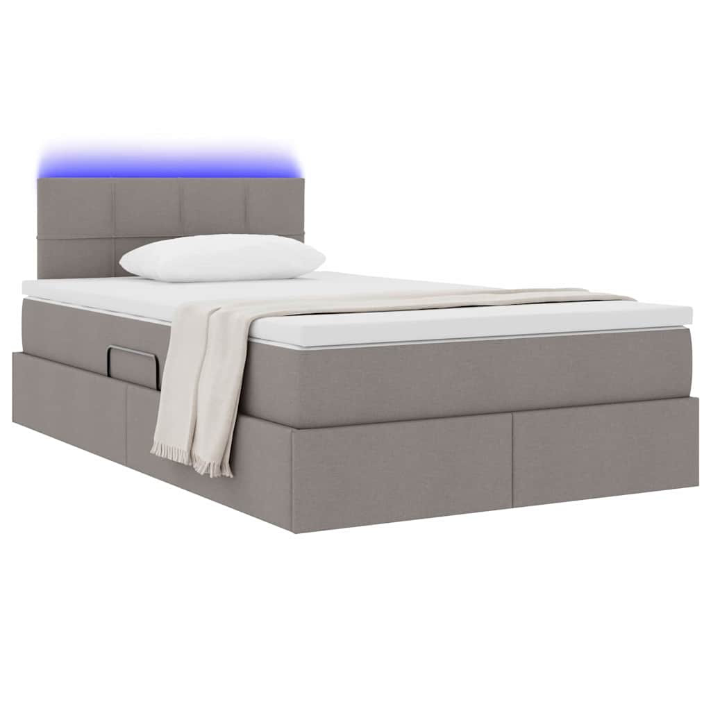 Krevet s prostorom za pohranu s LED-om Sivo-smeđa 120 x 200 cm