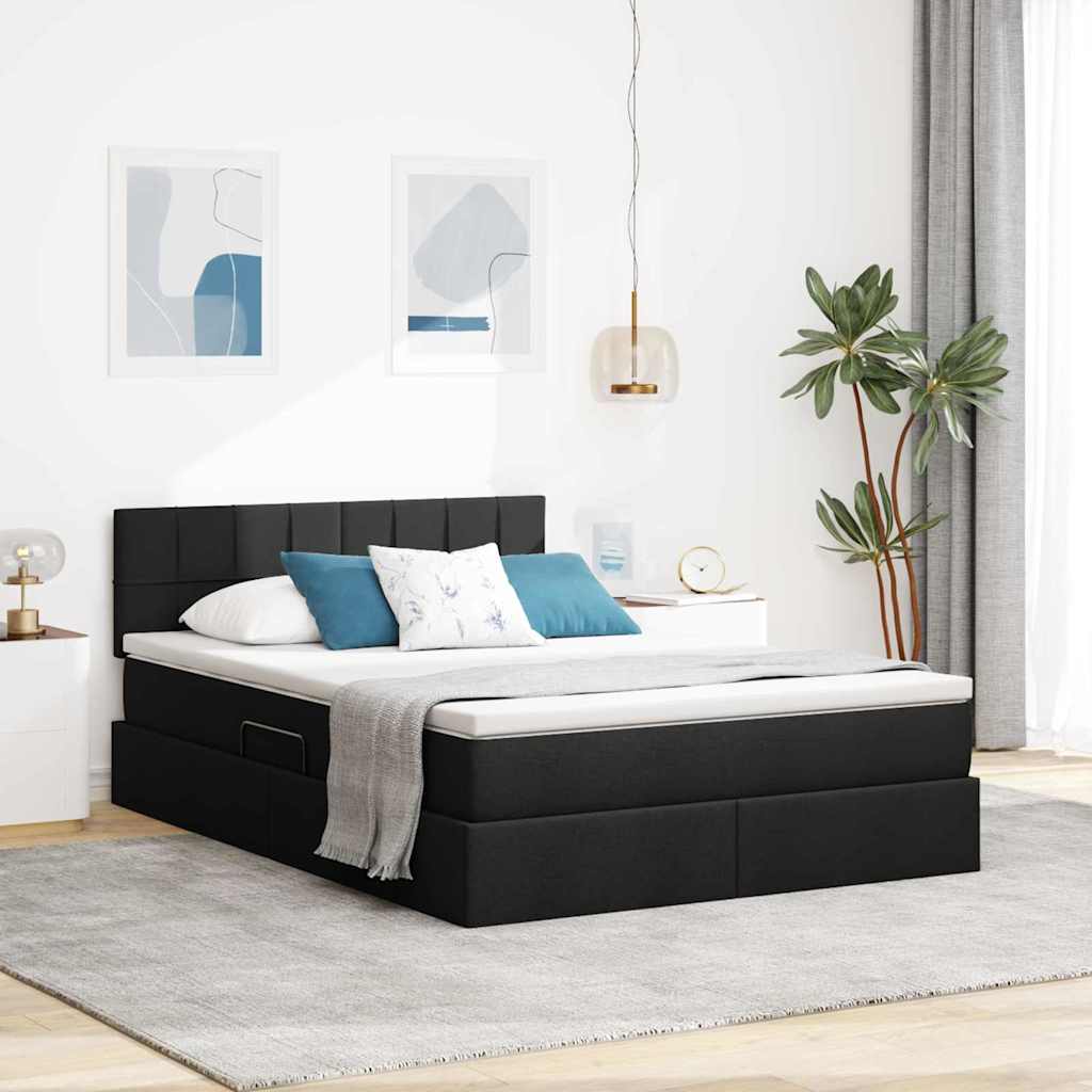 Krevet s prostorom za pohranu s LED-om Crna 140 x 190 cm