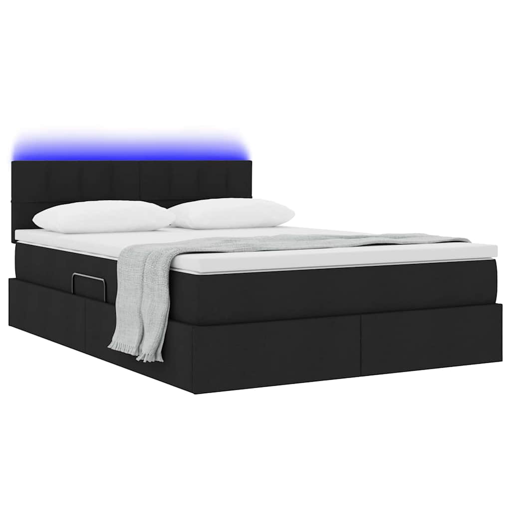 Krevet s prostorom za pohranu s LED-om Crna 140 x 190 cm