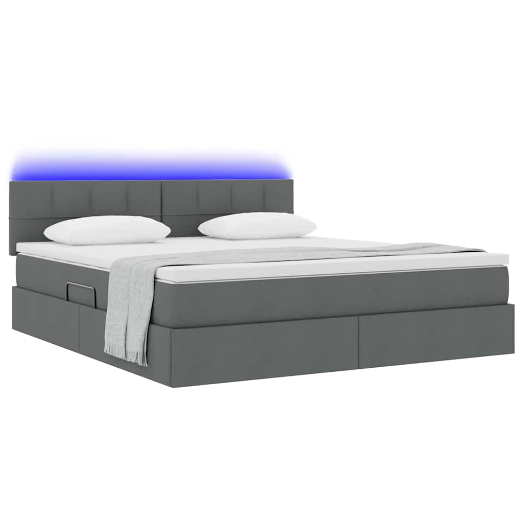 Krevet s prostorom za pohranu s LED-om Tamno siva 180 x 200 cm