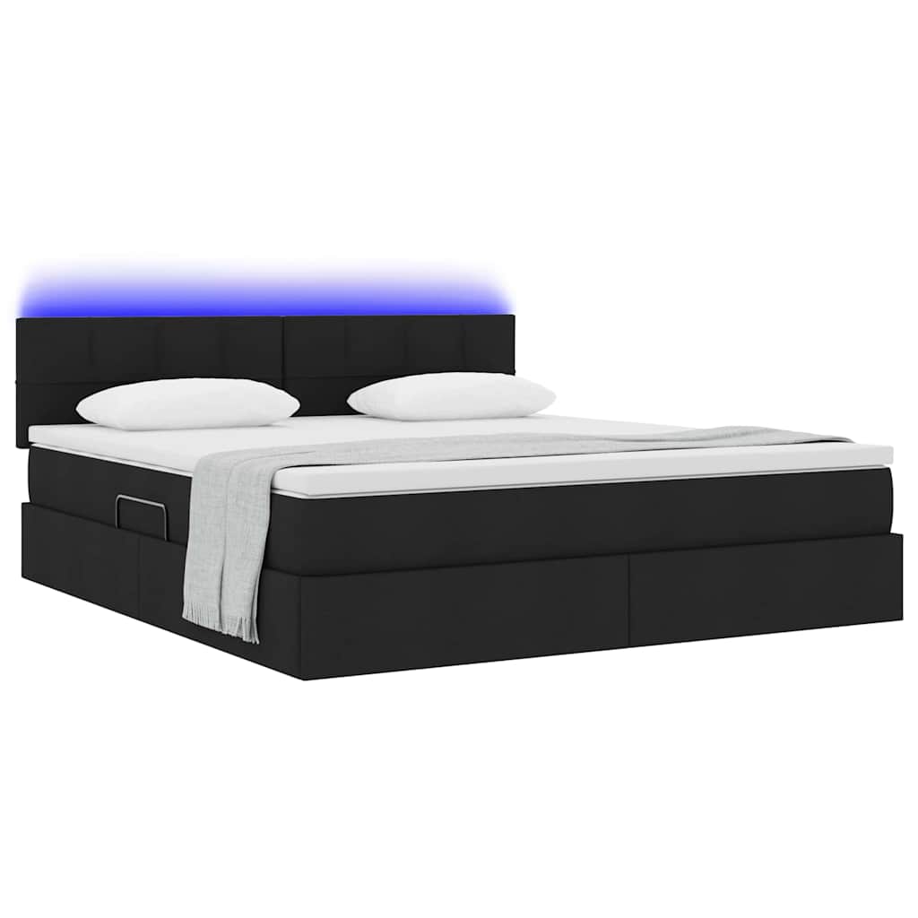 Krevet s prostorom za pohranu s LED-om Crna 180 x 200 cm