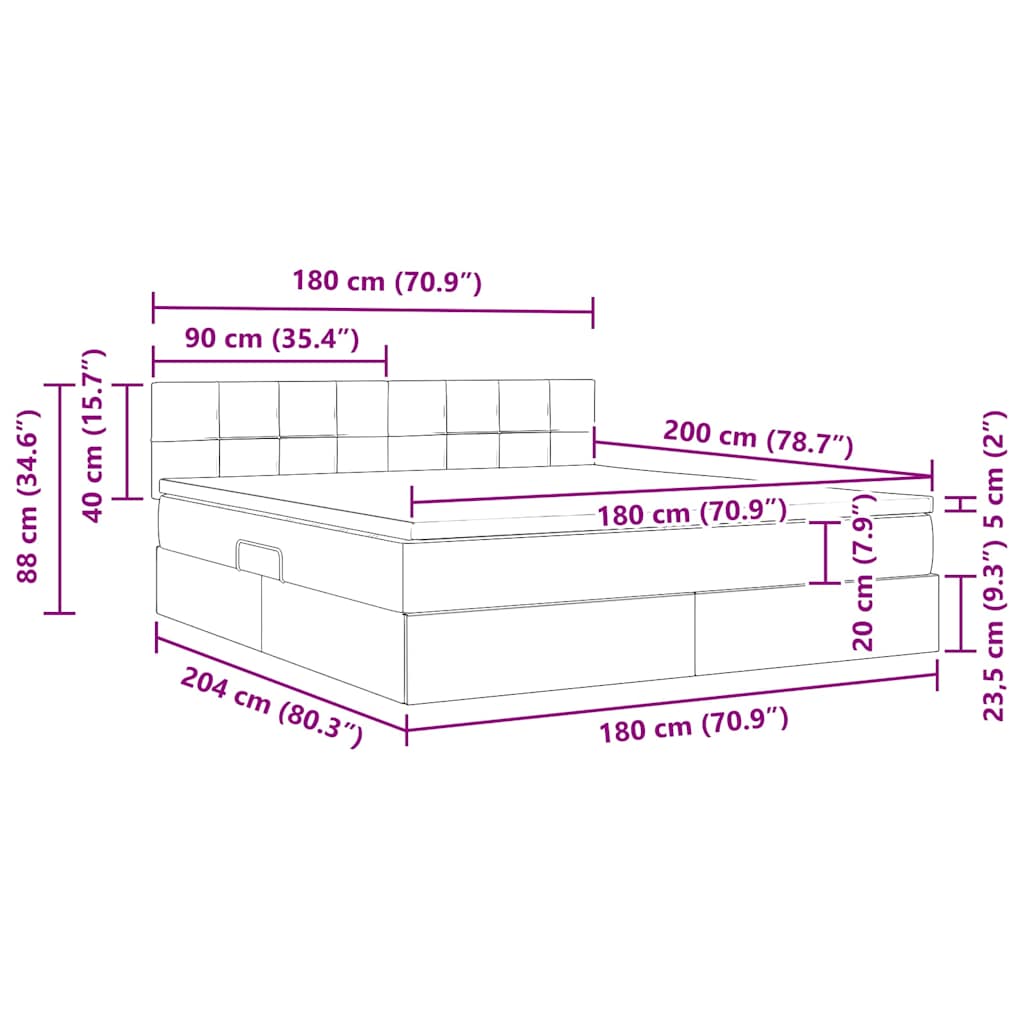 LED krevet za pohranu s madracem Plava 180 x 200 cm Tkanina