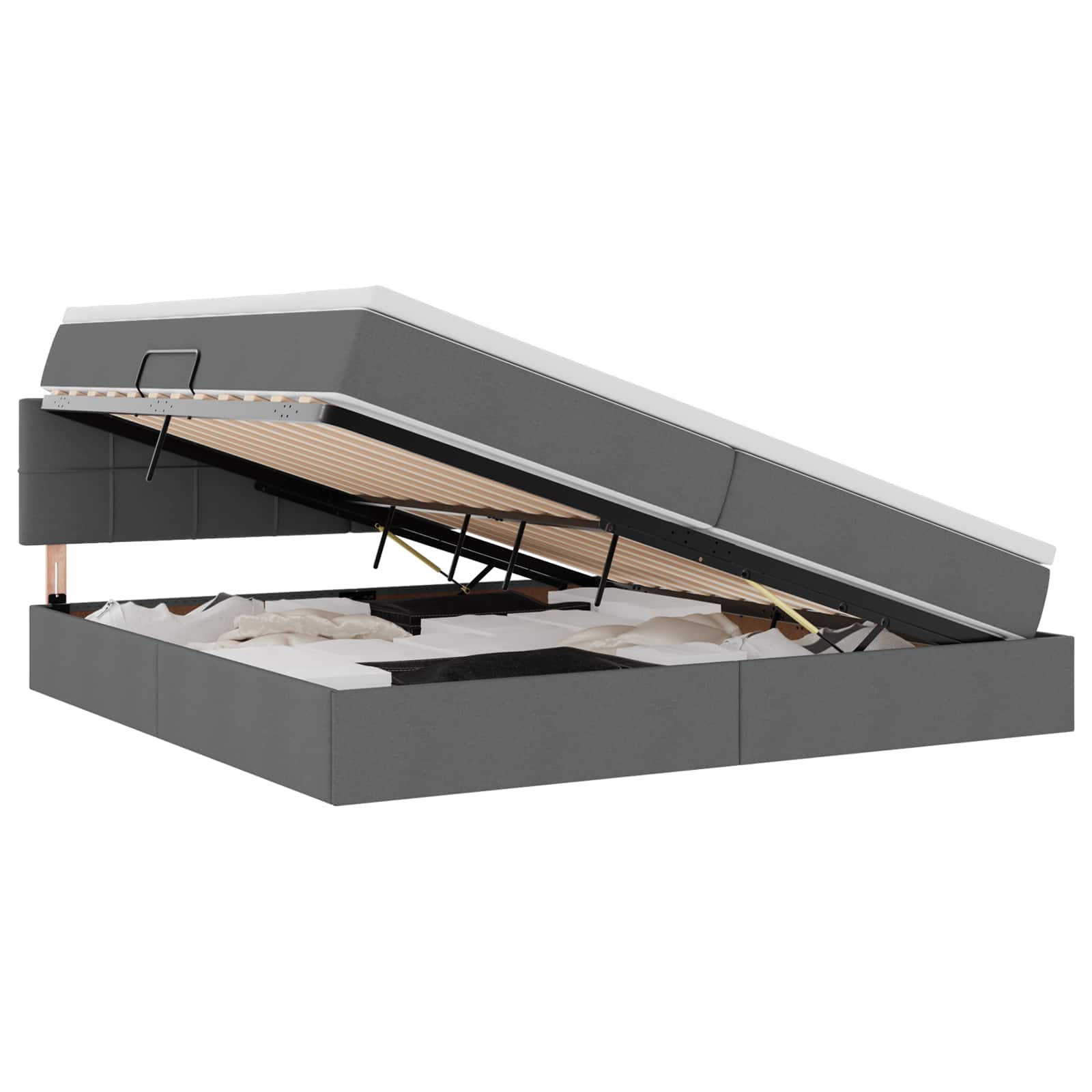 Krevet s prostorom za pohranu s LED-om Tamno siva 200 x 200 cm