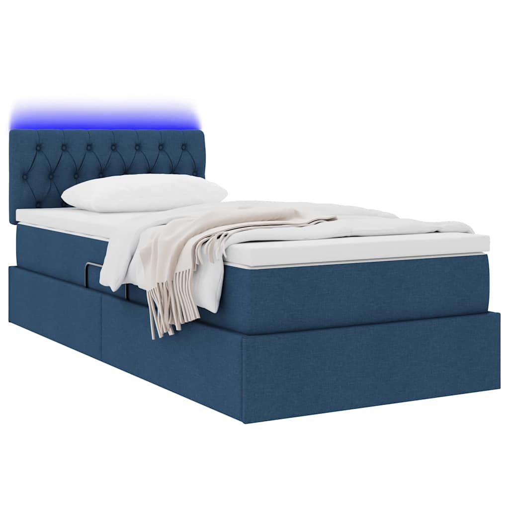 Krevet s prostorom za pohranu s LED-om Plava 90 x 190 cm