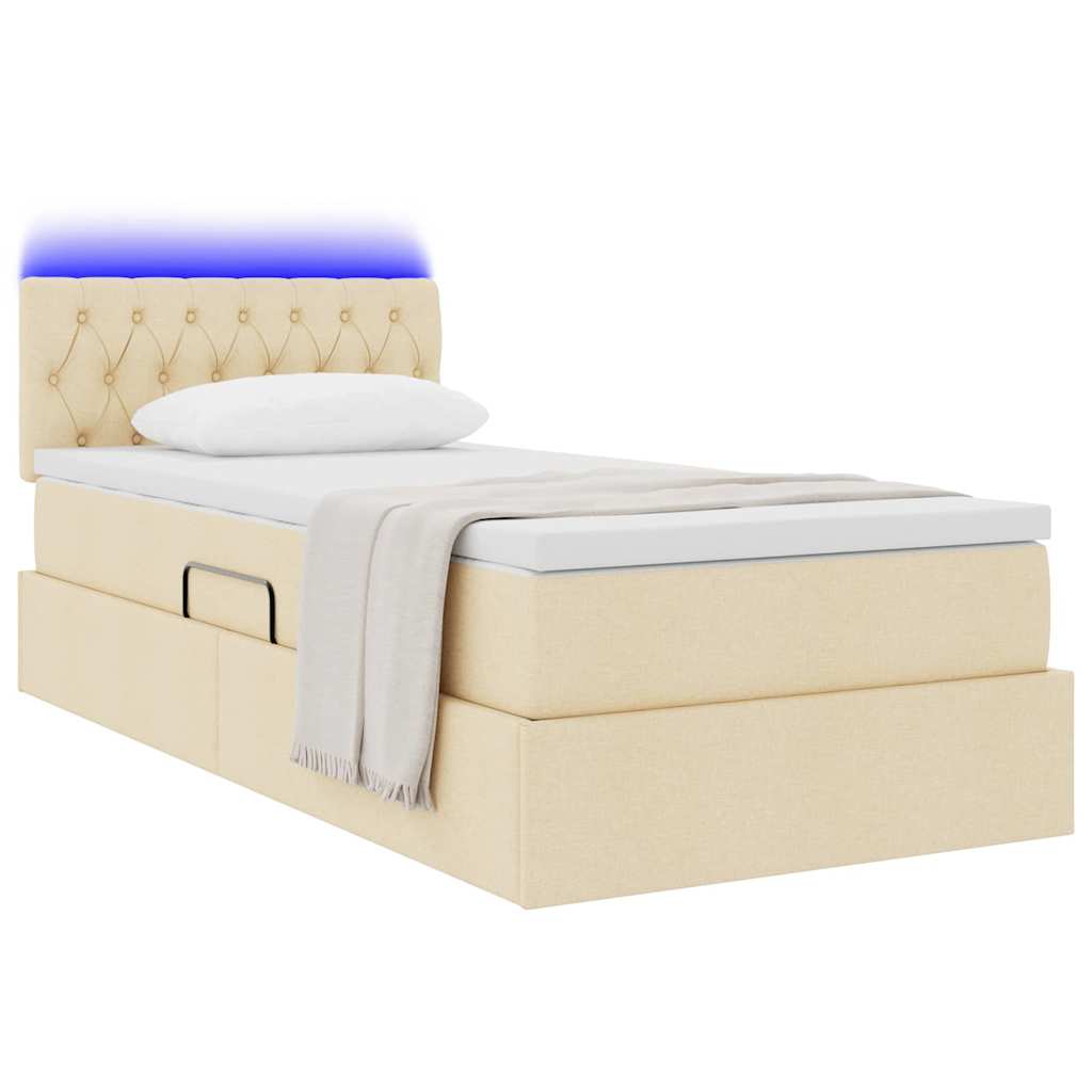 Krevet s prostorom za pohranu s LED-om Krema 90 x 200 cm