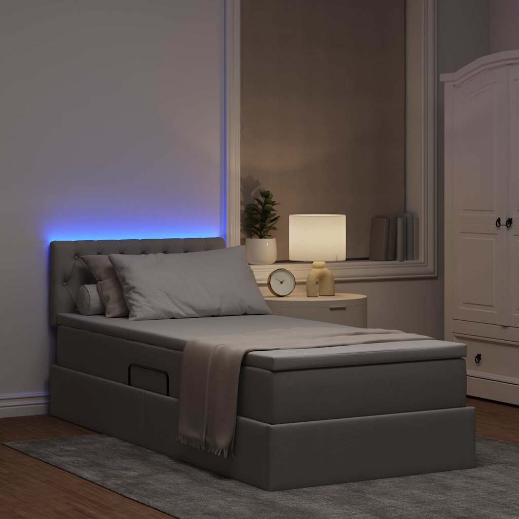 Krevet s prostorom za pohranu s LED-om Sivo-smeđa 100 x 200 cm