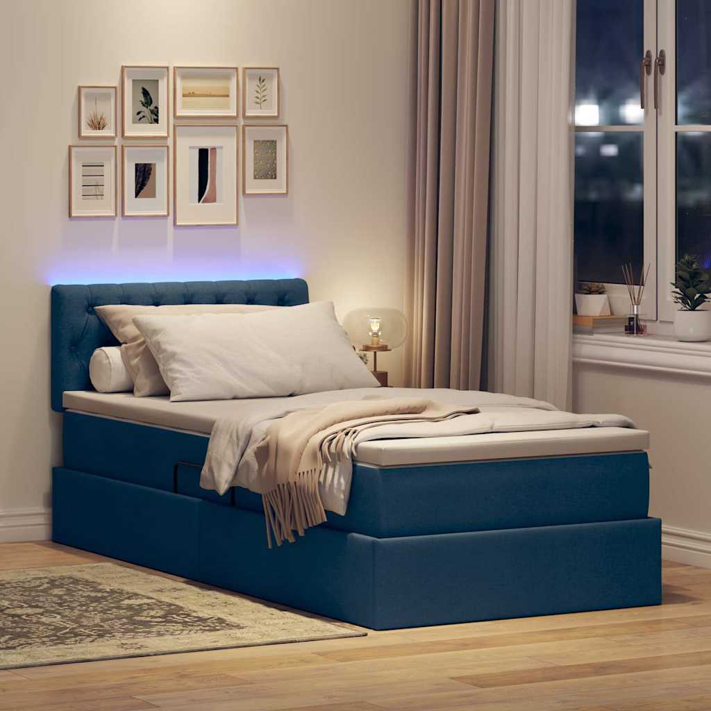 Krevet s prostorom za pohranu s LED-om Plava 100 x 200 cm