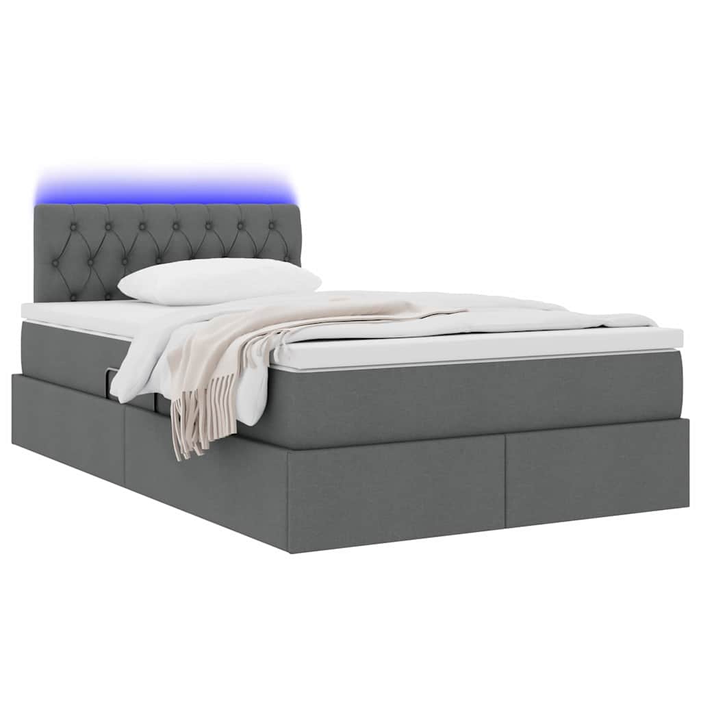 Krevet s prostorom za pohranu s LED-om Tamno siva 120 x 190 cm