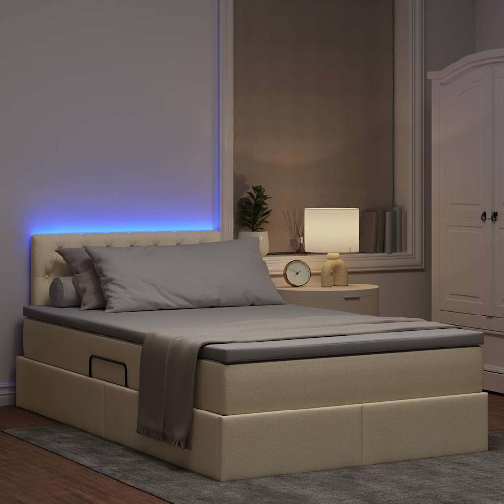 Krevet s prostorom za pohranu s LED-om Krema 120 x 200 cm