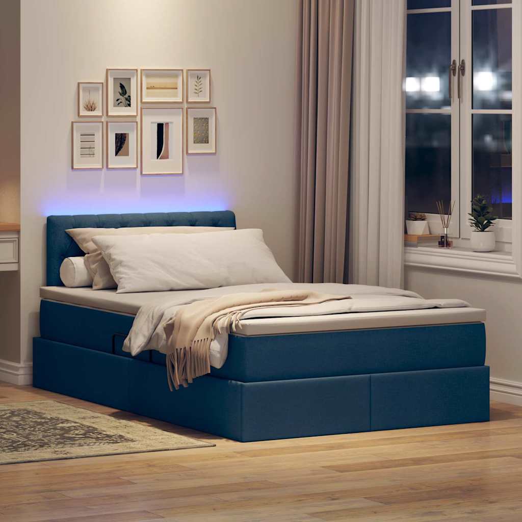Krevet s prostorom za pohranu s LED-om Plava 120 x 200 cm