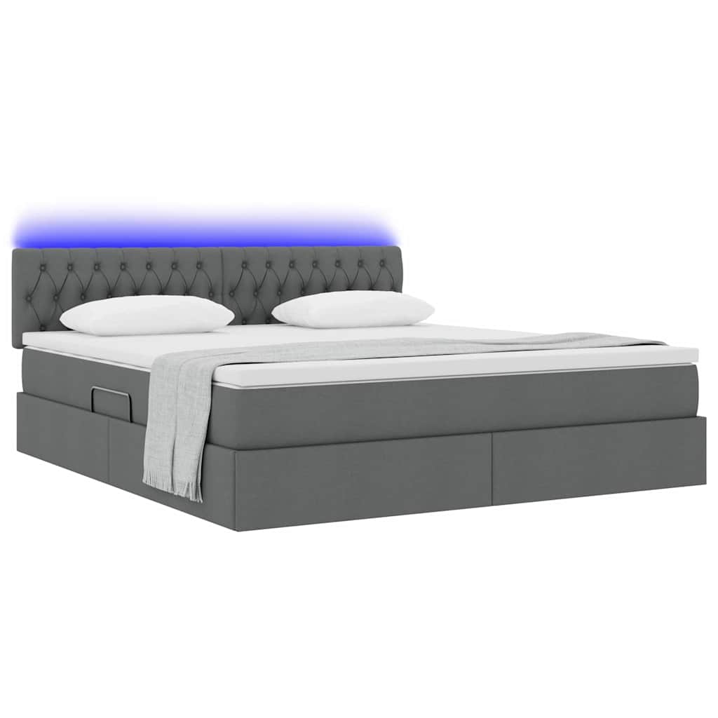 Krevet s prostorom za pohranu s LED-om Tamno siva 160 x 200 cm