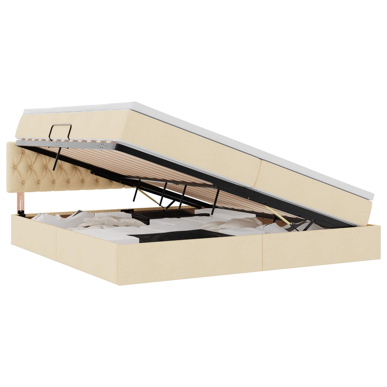 Krevet s prostorom za pohranu s LED-om Krema 200 x 200 cm