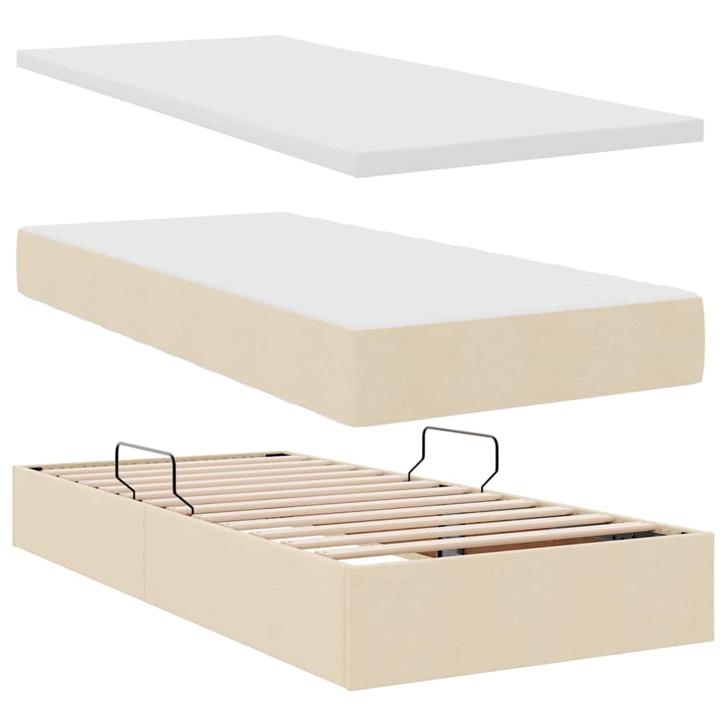 Krevet s prostorom za pohranu s LED-om Krema 90 x 190 cm