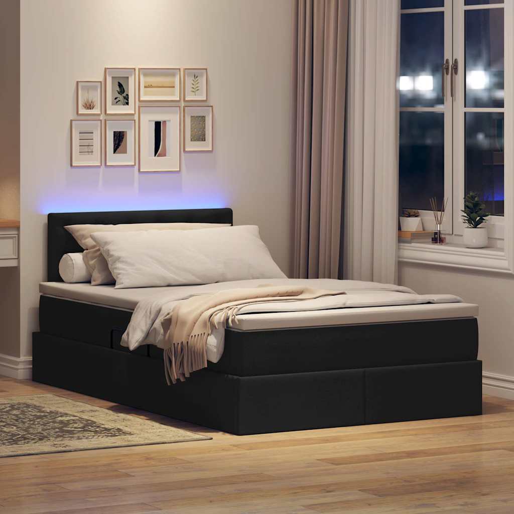 Krevet s prostorom za pohranu s LED-om Crna 120 x 190 cm