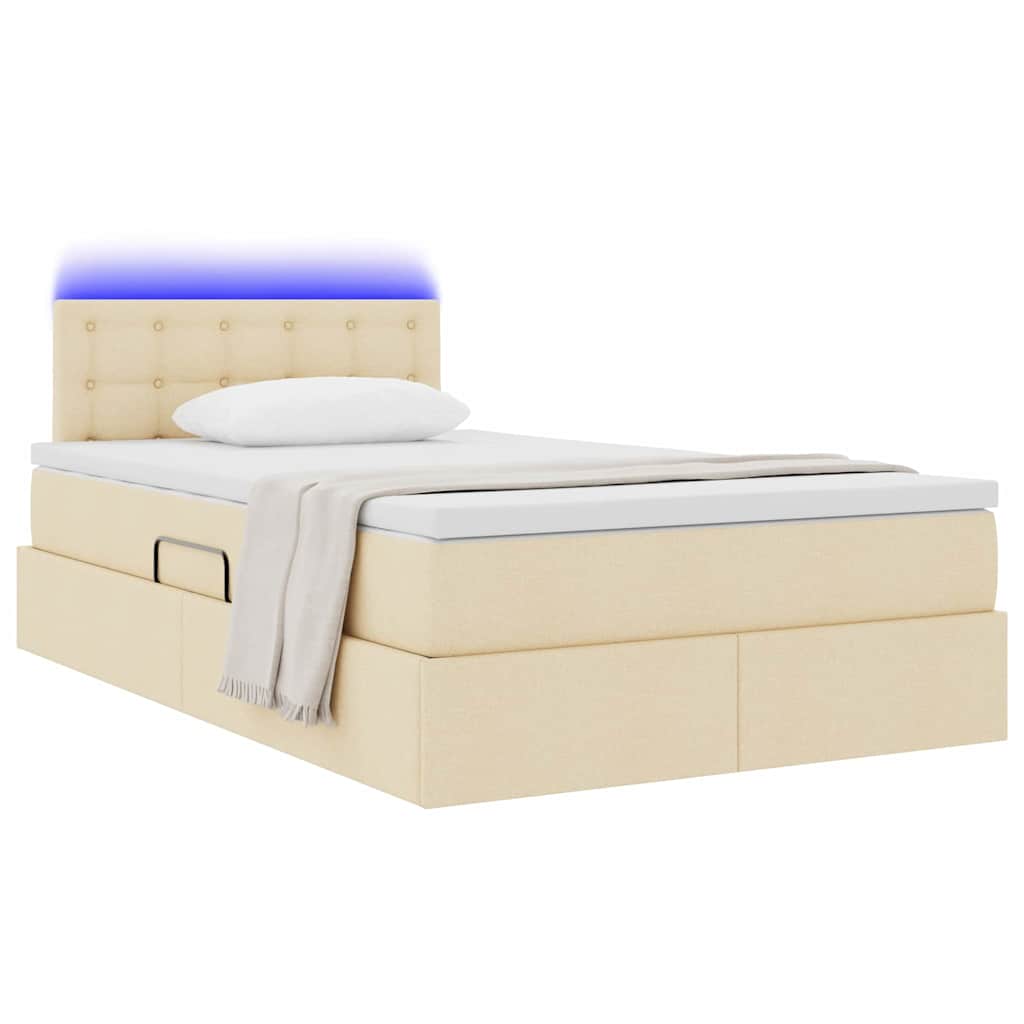 Krevet s prostorom za pohranu s LED-om Krema 120 x 190 cm