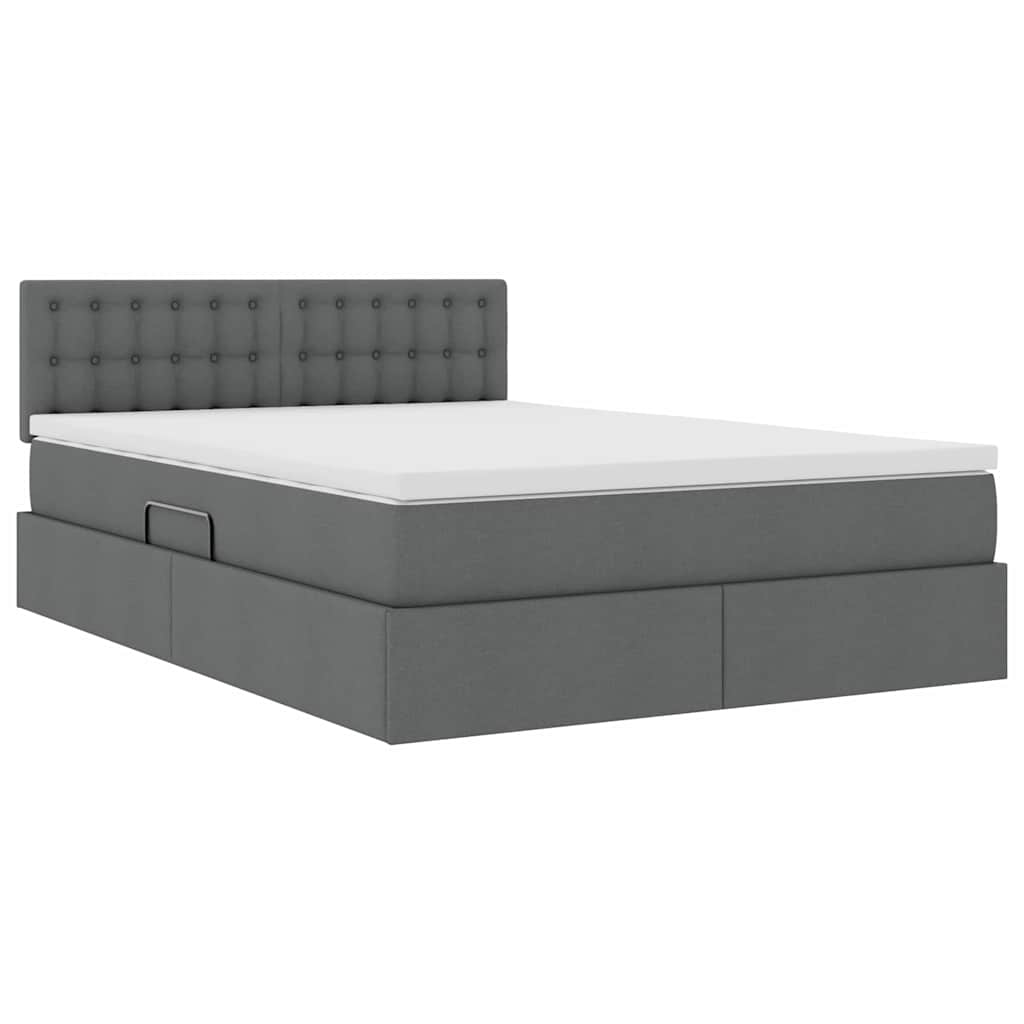 Krevet s prostorom za pohranu s LED-om Tamno siva 140 x 190 cm