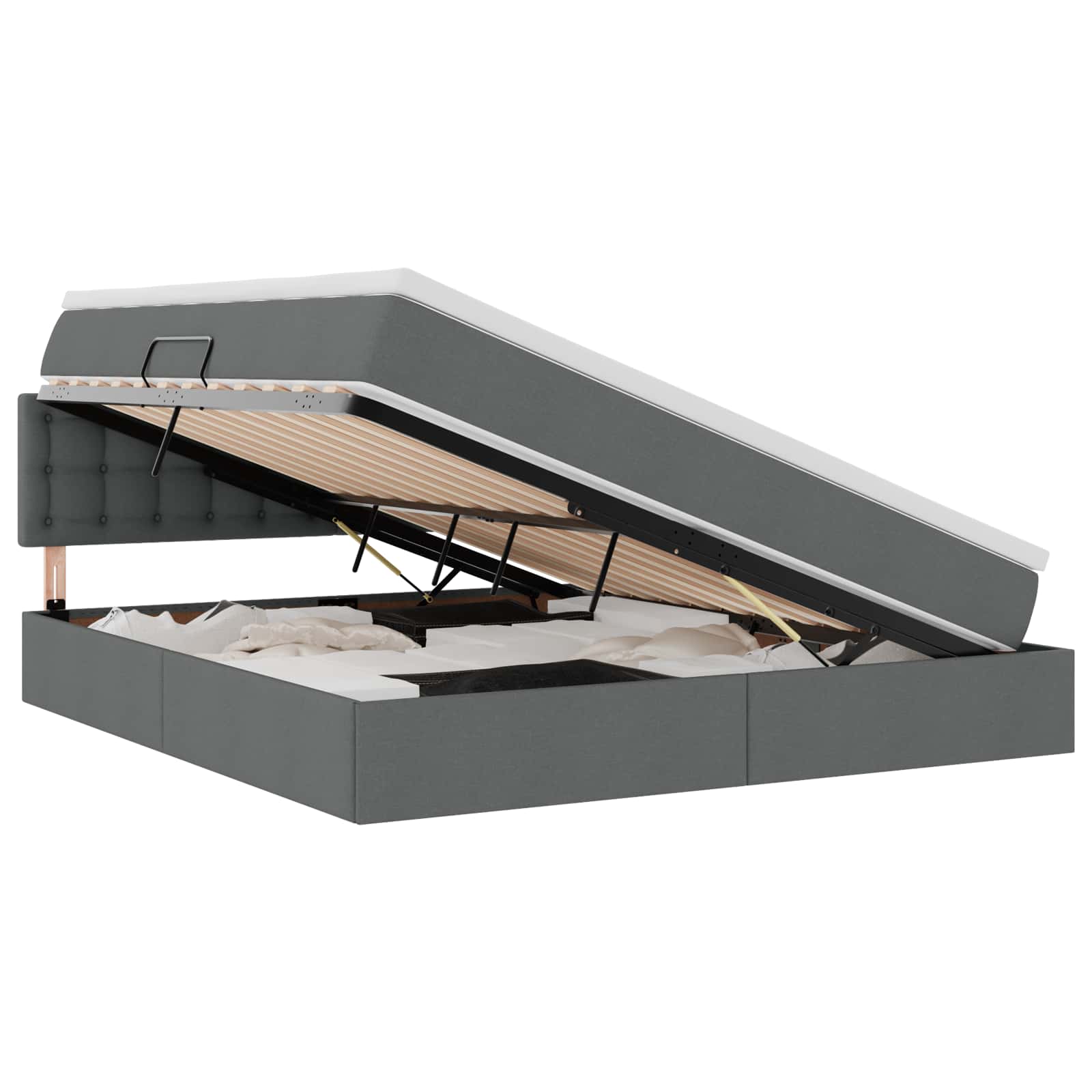 Krevet s prostorom za pohranu s LED-om Tamno siva 160 x 200 cm