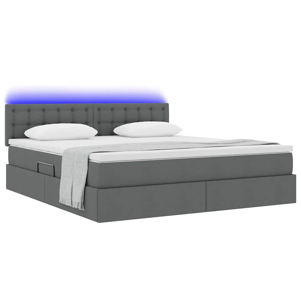 Krevet s prostorom za pohranu s LED-om Tamno siva 180 x 200 cm