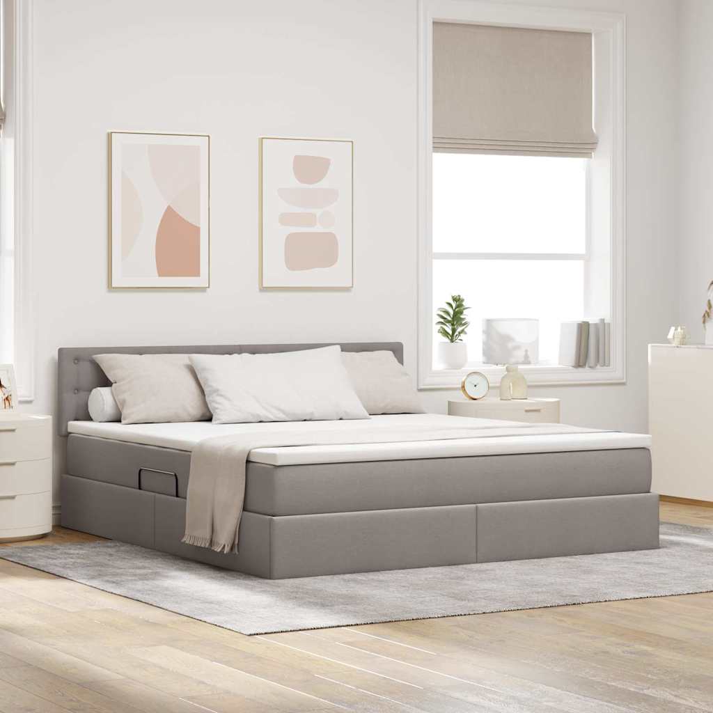 Krevet s prostorom za pohranu s LED-om Sivo-smeđa 180 x 200 cm