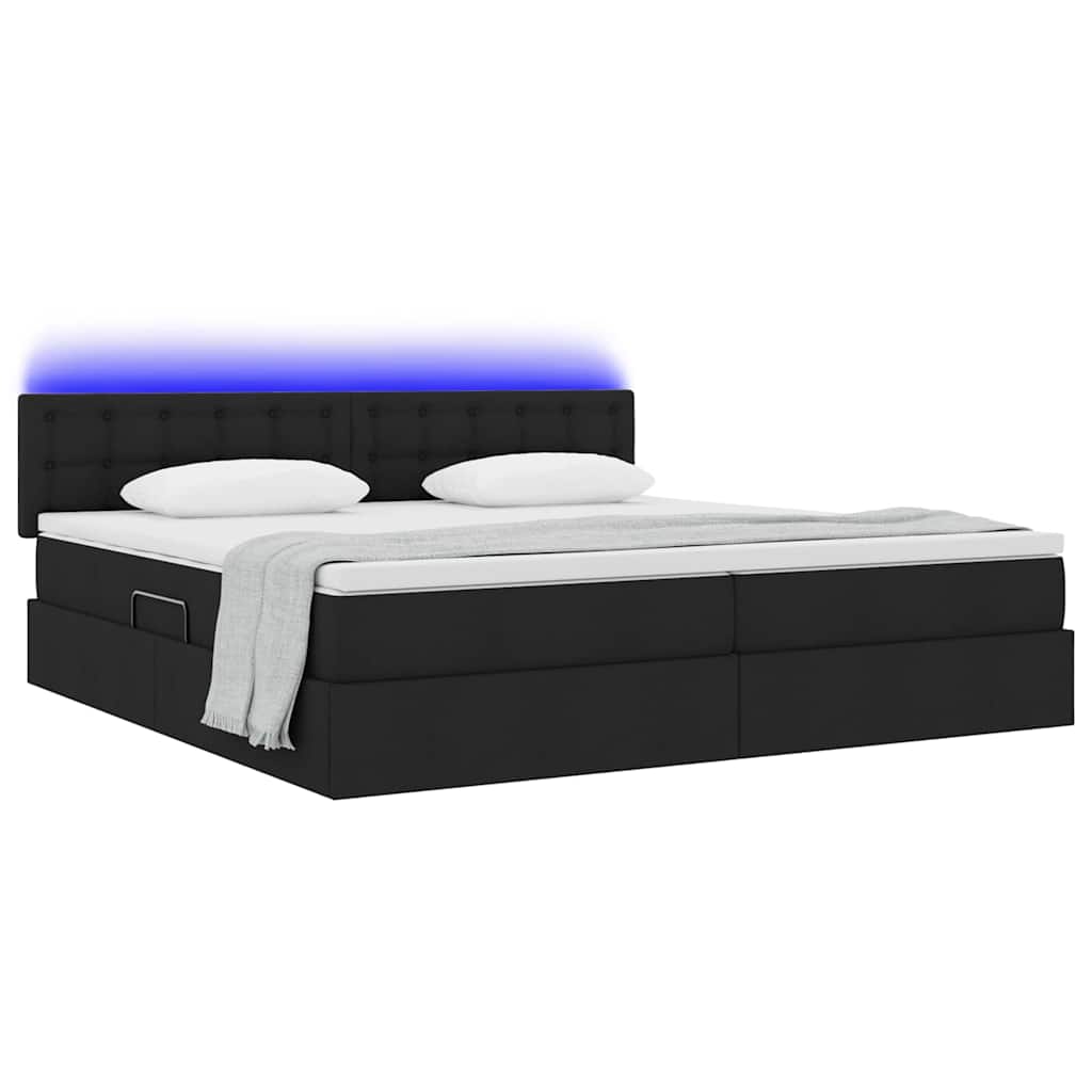 Krevet s prostorom za pohranu s LED-om Crna 200 x 200 cm