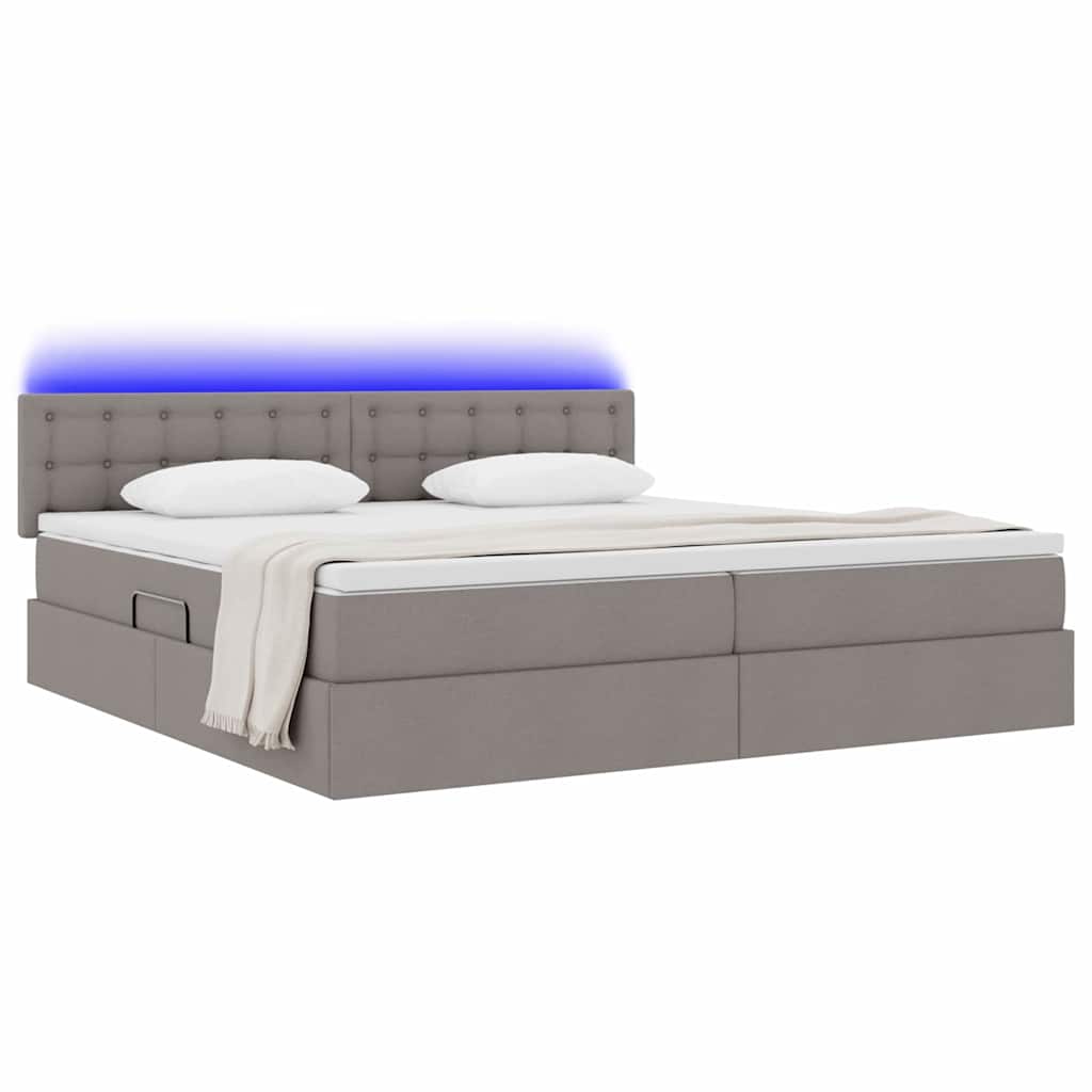 Krevet s prostorom za pohranu s LED-om Sivo-smeđa 200 x 200 cm