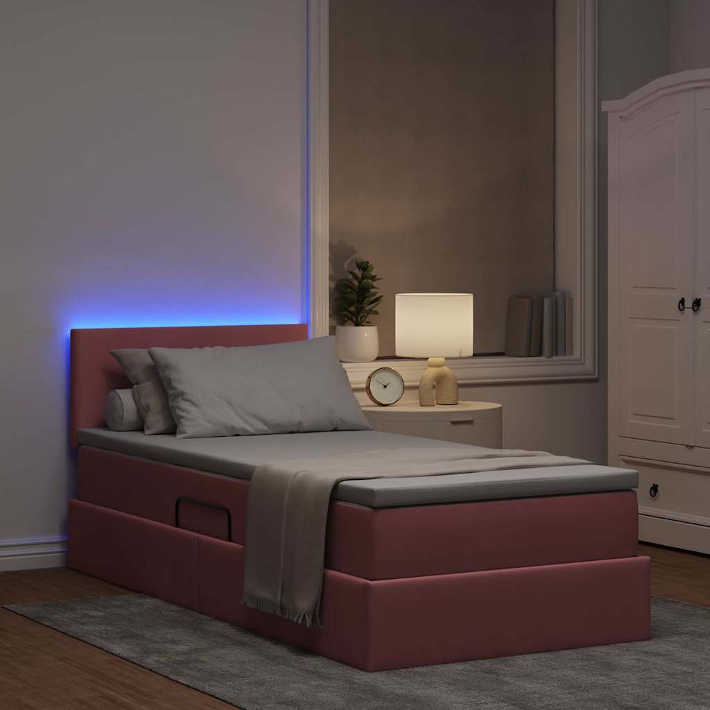 Krevet s prostorom za pohranu s LED-om Ružičasta 90 x 190 cm