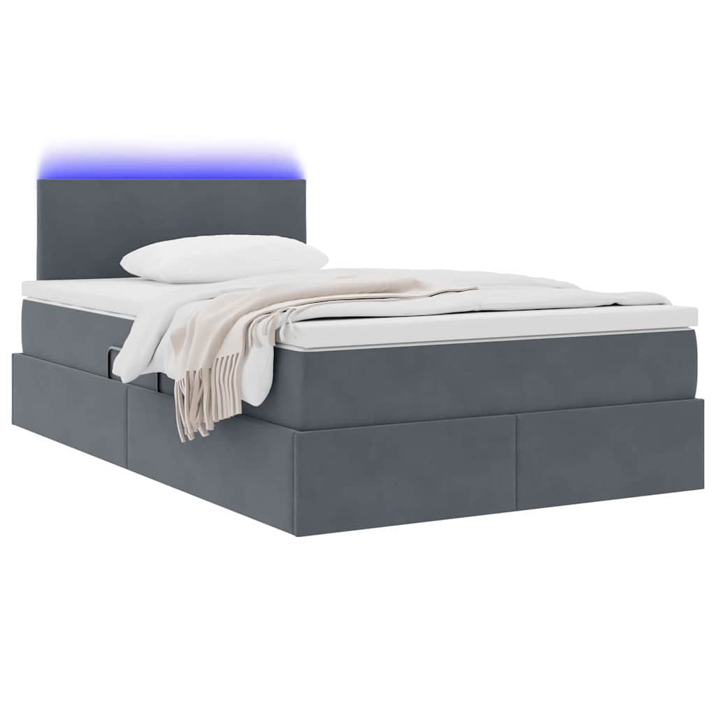 Krevet s prostorom za pohranu s LED-om Tamno siva 120 x 190 cm