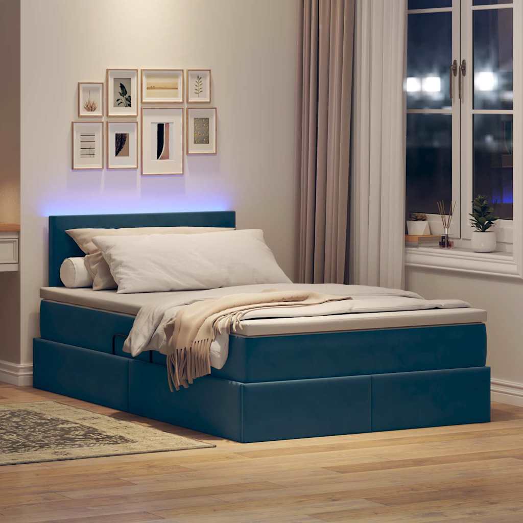 Krevet s prostorom za pohranu s LED-om Plava 120 x 190 cm