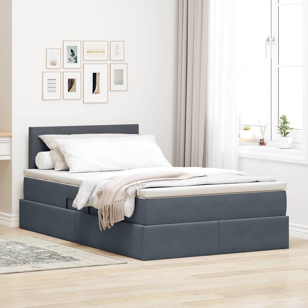 Krevet s prostorom za pohranu s LED-om Tamno siva 120 x 200 cm