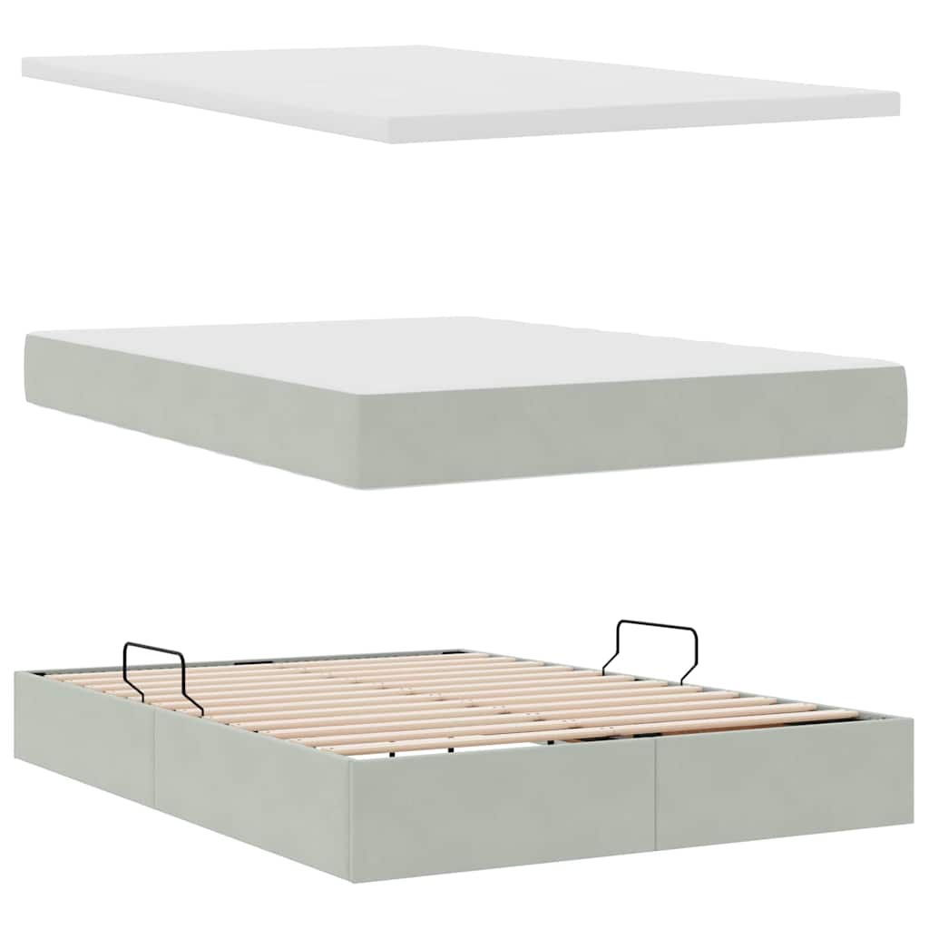 Krevet s prostorom za pohranu s LED-om 140 x 190 cm Baršun