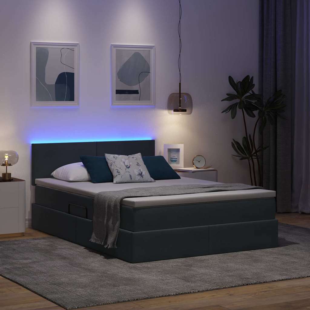 Krevet s prostorom za pohranu s LED-om Tamno siva 140 x 190 cm