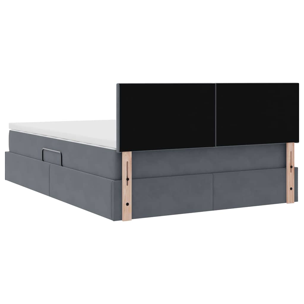 Krevet s prostorom za pohranu s LED-om Tamno siva 140 x 190 cm