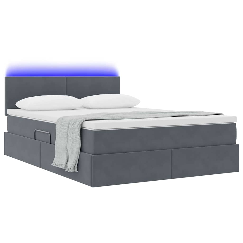 Krevet s prostorom za pohranu s LED-om Tamno siva 140 x 190 cm