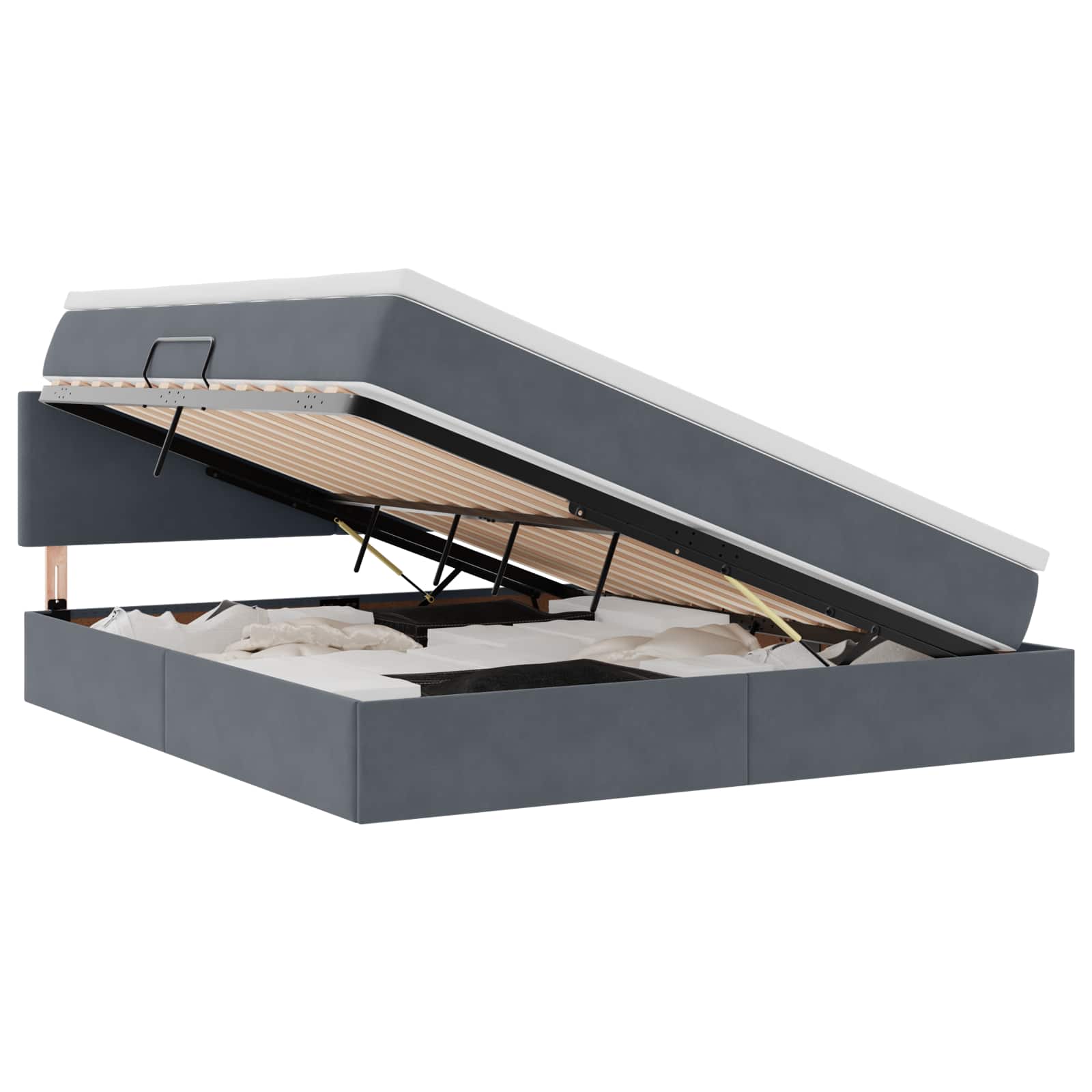 Krevet s prostorom za pohranu s LED-om Tamno siva 180 x 200 cm