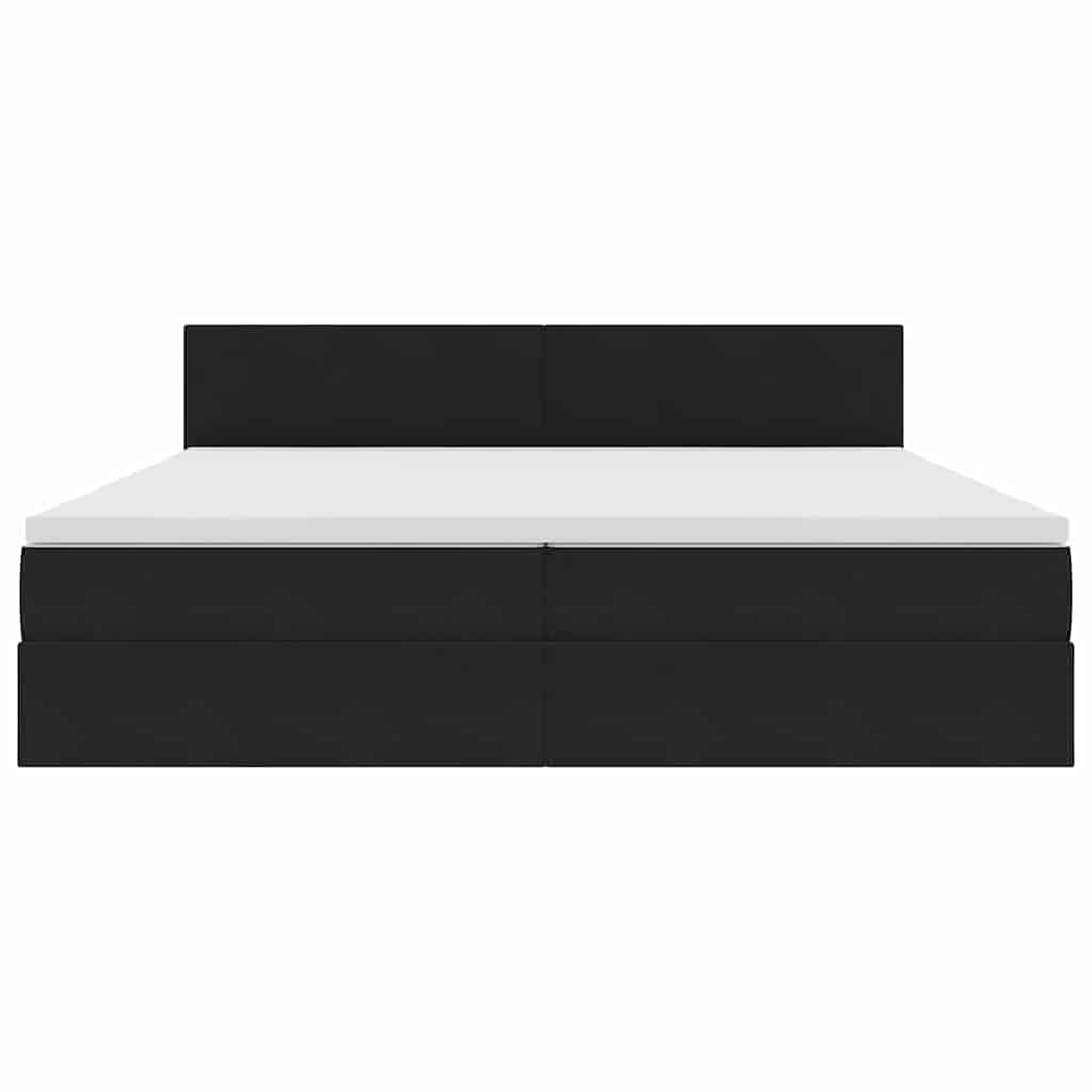 Krevet s prostorom za pohranu s LED-om Crna 200 x 200 cm Baršun