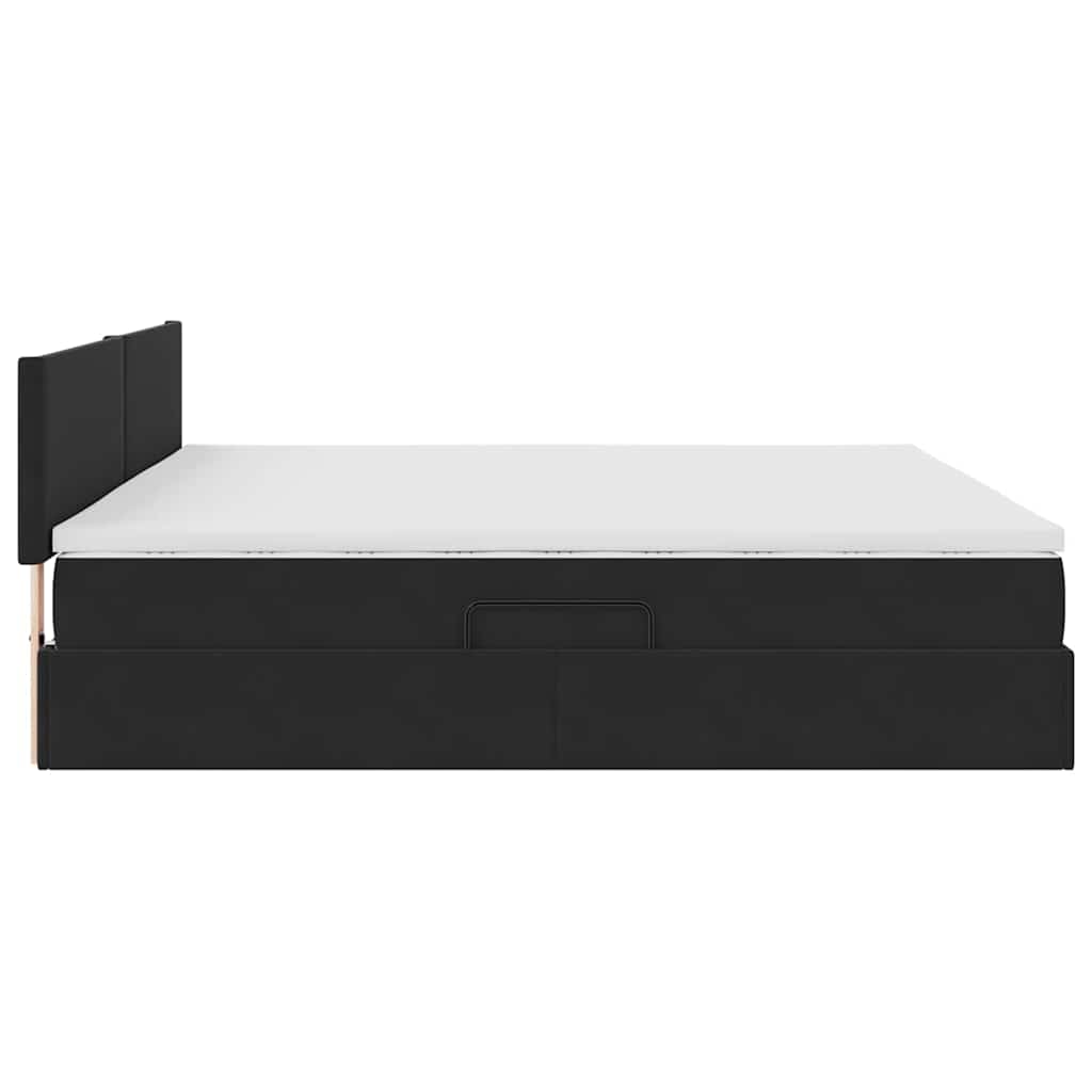 Krevet s prostorom za pohranu s LED-om Crna 200 x 200 cm Baršun